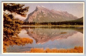 Mt Rundle And Vermilion Lake, Banff National Park Alberta, Byron Harmon Postcard