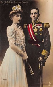 King and Queen of Spain Alfonso Victoria Royalty Tinted Real Photo PC AA83270
