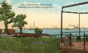 Postcard Harbor from Battery Park,showing Torpedo Station, Newport, RI. L8