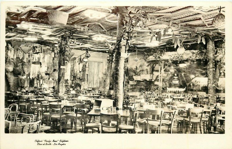 1940s RPPC Clifton's Cafeteria Aloha Pacific Seas Tiki Restaurant Los Angeles 11