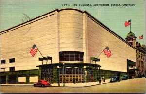 Linen Postcard Municipal Auditorium in Denver, Colorado~2740