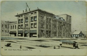 C.1900-10 Hand Tinted Blue Sky, Grand Opera House, Tex. Vintage Postcard F75