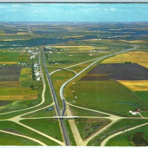 1961 Jamestown, N. Dakota New Interstate #94 Hwy Birds Eye Postcard Highway A6