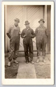 Occupational Handsome Men RPPC Workers In Overalls Real Photo Postcard I44