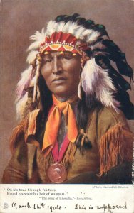 American native ethnic song of Hiawatha - Longfellow chief postcard 1904