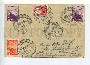 421309 AUSTRIA 1936 year Olympic torch Wien COVER w/ air mail stamps