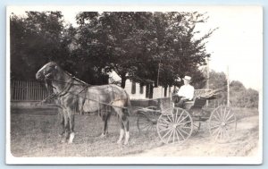 RPPC FONTANELLE?, IA Iowa~ HORSEDRAWN BUGGY & HOUSE c1910s Adair County Postcard