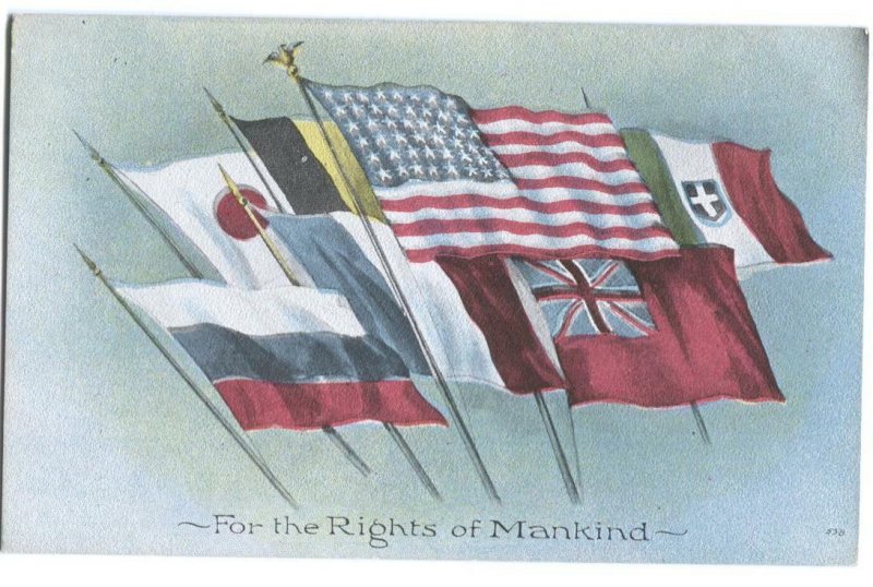 Patriotic Postcard Flags From Around the World Rights of Mankind