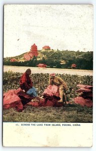 c1910 PEKING CHINA ACROSS THE LAKE FROM ISLAND EARLY UNPOSTED POSTCARD P4287