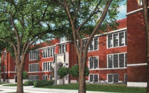 Vintage Postcard Trinity High School Building Campus Bloomington Illinois IL BNA