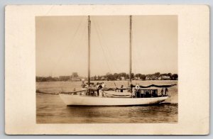 RPPC Sailboat Gesine Manitowoc Ephraim Wis Green Bay Harbor c1930 Postcard P23