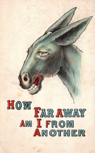 Vintage Postcard 1912 How Far Away Am I From Another Horse Head Comic Card