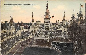 Birds Eye View of Luna Coney Island, NY, USA Amusement Park 1913 Missing Stamp 