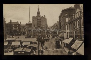 TQ3278 - Norfolk - The Open Market outside The Guildhall in Norwich - postcard