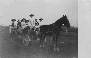 J65/ Interesting RPPC Postcard c1910 Horse Wagon Women Fun 357