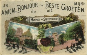 belgium, SCHERPENHEUVEL MONTAIGU, Beste Groeten, Amical Bonjour (1930) Postcard