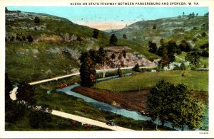 West Virginia Scene On State Highway Between Parkersburg and Spencer 1927 Cur...