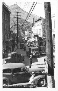 Bingham Canyon UT Business District Busy Old Cars 1950 Real Photo Postcard
