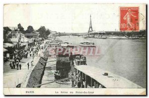 Old Postcard Paris Seine at Point du Jour Eiffel Tower