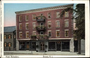 Bristol Rhode Island RI Hotel Belvedere Copper Windows c1910 Vintage Postcard