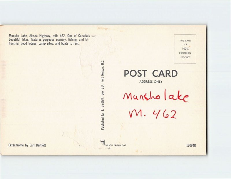 Postcard Muncho Lake, Alaska Highway, Canada
