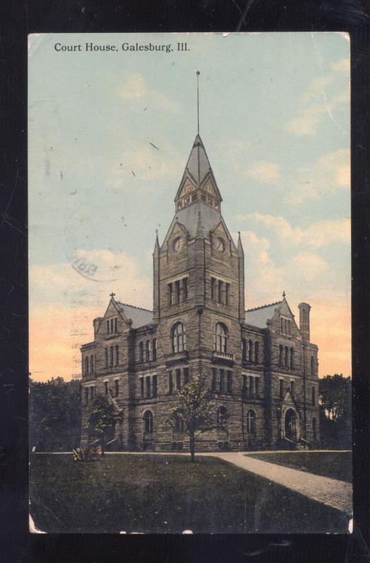 GALESBURG ILLINOIS COUNTY COURT HOUSE ANTIQUE VINTAGE POSTCARD