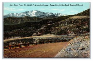 Pikes Peak From Rampart Range Road Colorado CO UNP DB Postcard W22