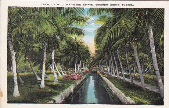 Florida Cocnut Grove Canal On W J Matheson Estate