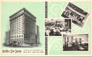 Missouri St Louis Hotel De Soto Showing Lobby & Restaurant