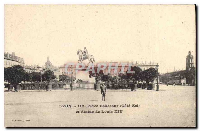Postcard Old Lyon Bellecour Square Riviera Ezra and Louis XIV Statue
