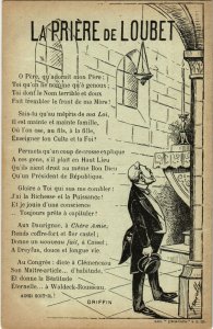 PC CPA FRENCH PROPAGANDA, SATIRE, WW1, PRIÉRE DE LOUBET, (b16818)