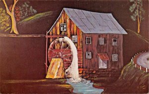 DAVIS WV~OLD GRIST MILL-PHOTO OF ARTIST BILL DAVIS PAINTING POSTCARD 1970 PMK