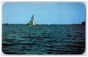 c1950's Sailing On Cross Lake Shreveport Louisiana LA Unposted Vintage Postcard