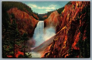 Postcard Yellowstone National Park c1934 Great Falls & Grand Canyon Scenic View