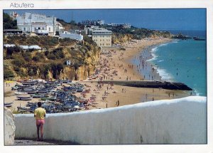 VINTAGE CONTINENTAL SIZE POSTCARD THE BEACHES AT ALBUFEIRA PORTUGAL