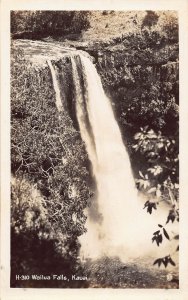Wailua Falls Waterfall Kauai Hawaii 1950s Real Photo RPPC postcard