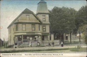 Newton NH Post Offfice & Wilder & Son Store c1910 Postcard