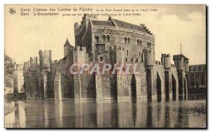 Old Postcard Ghent Castle of the Counts of Flande view Petit Gewald