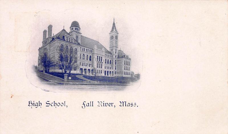 High School, Fall River, Massachusetts, Very Early Postcard, Unused