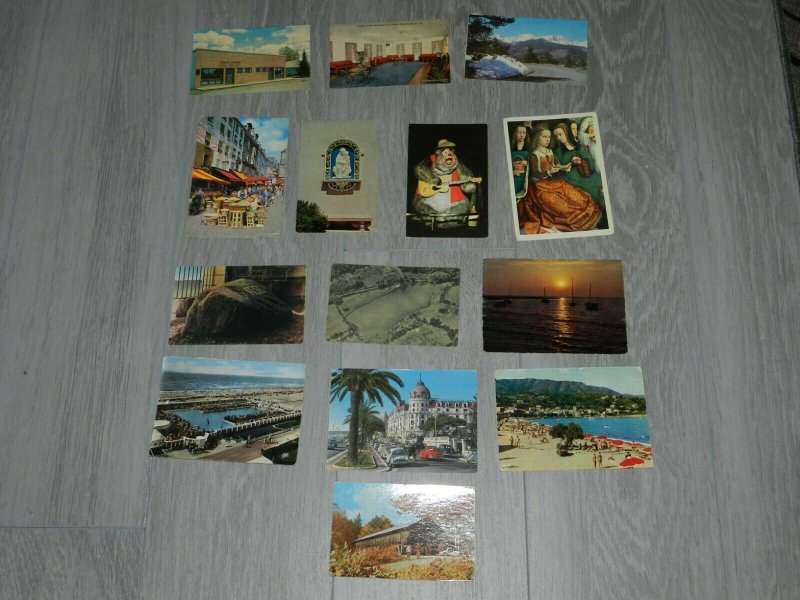 VINTAGE 14 POSTCARDS FROM US AND OUTSIDE THE US ALL HAVE WRITING 