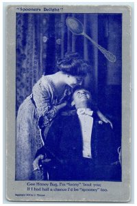 c1910's Couple Romance Spooners Delight Gee Honey Bug I'm Loony Antique Postcard