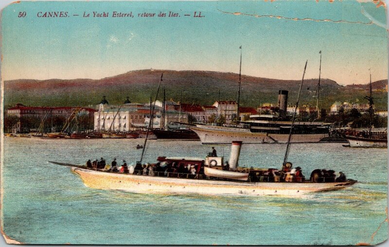 Cannes La Yacht Esterel Iles Antique Postcard UNP Unused DB  