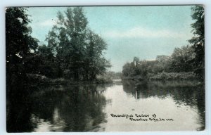 CHARLES CITY, IA Iowa  CEDAR RIVER View  c1910s Floyd County Photoette Postcard