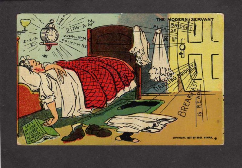 The Modern Servant Wife in Bed 1907 Rose Hyman Comic Postcard