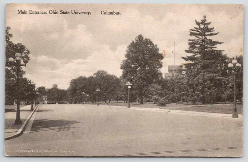 Columbus Ohio State University~Main Entrance Past The Armory w/Battlements~c1910 