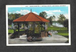 1929 Postcard Spring House Mitchell Estate Lake Geneva WI!