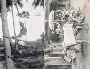 Punjab An Ekka Toddy Drawer 2x Antique Indian Postcard