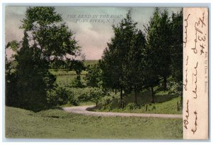 1906 Bend In The Road Trees Street Field Toms River New Jersey Vintage Postcard