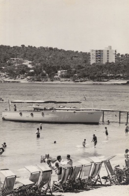 Large Guide Boat At Hotel Pax Mallorca Vintage Postcard