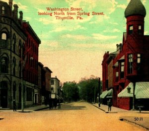 Washington Street North From Spring St Titusville PA Pennsylvania 1914 Postcard 